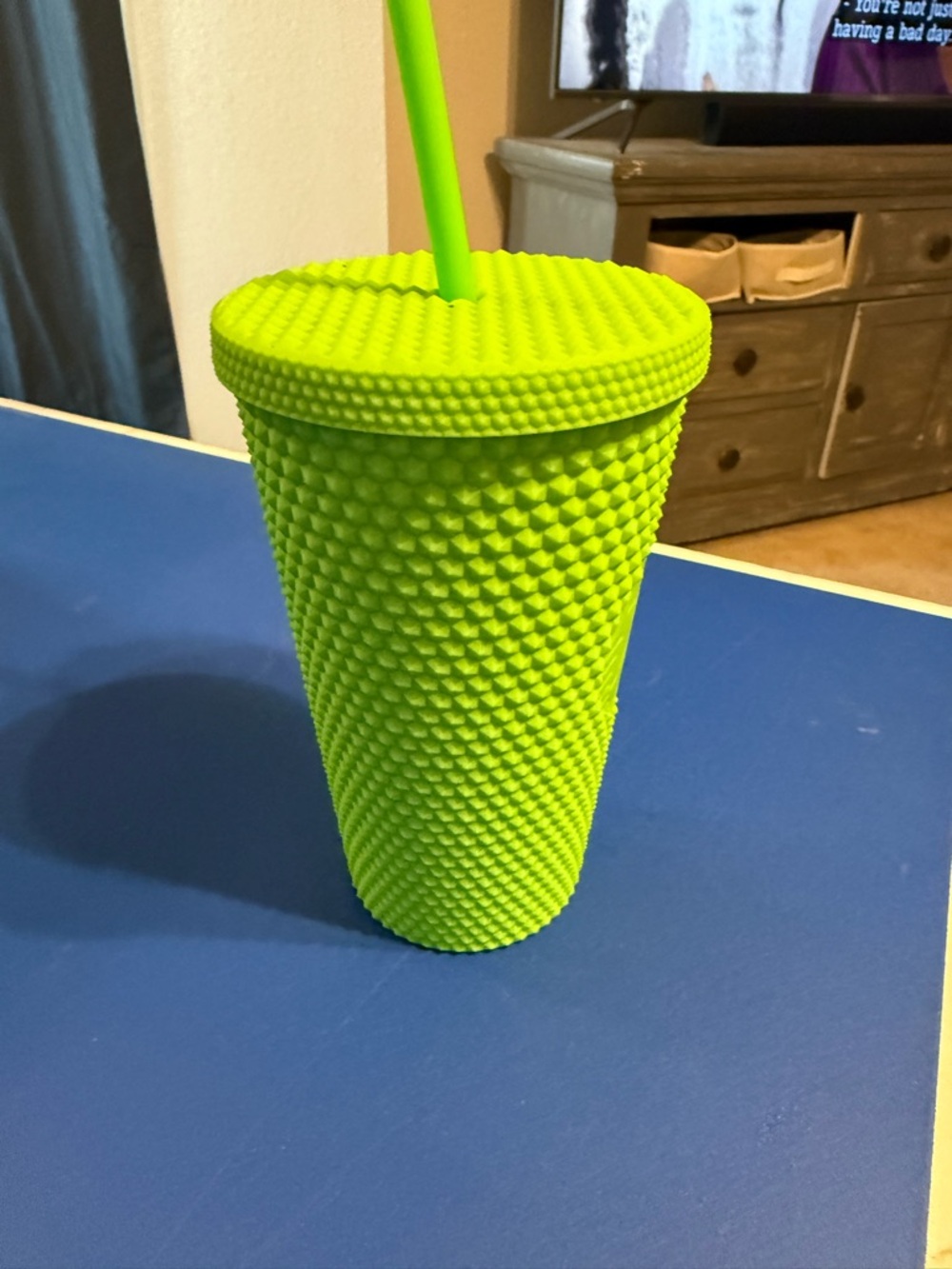 Studded Reusable Tumbler Cup with Straw - Neon Lime Starbucks